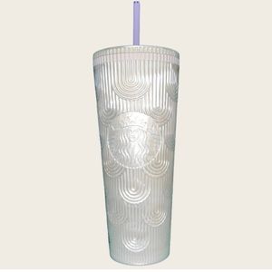 Starbucks White Pearl Shell Mermaid Scales Cold Cup Tumbler